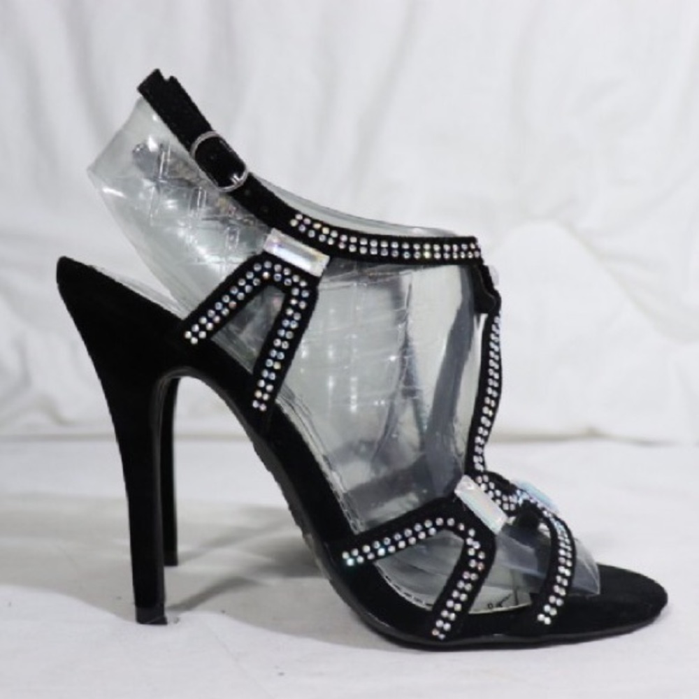 Black Rhinestone High Heels